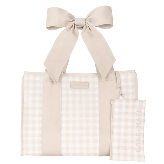 Casemate Latte Gingham Bow Jelly Tote Bag