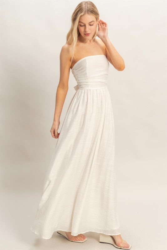 White Maxi Dress with Bow Back