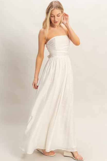 White Maxi Dress with Bow Back