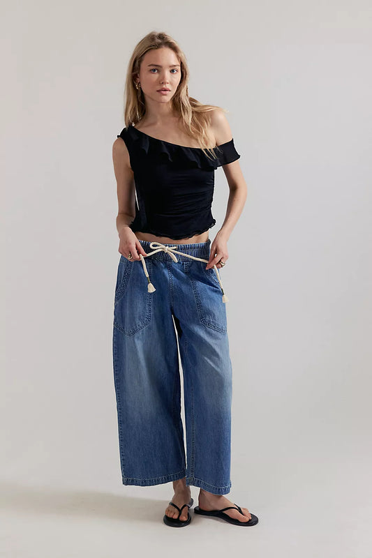 Free People Easy Peasy Pull-On Jeans in No Problem