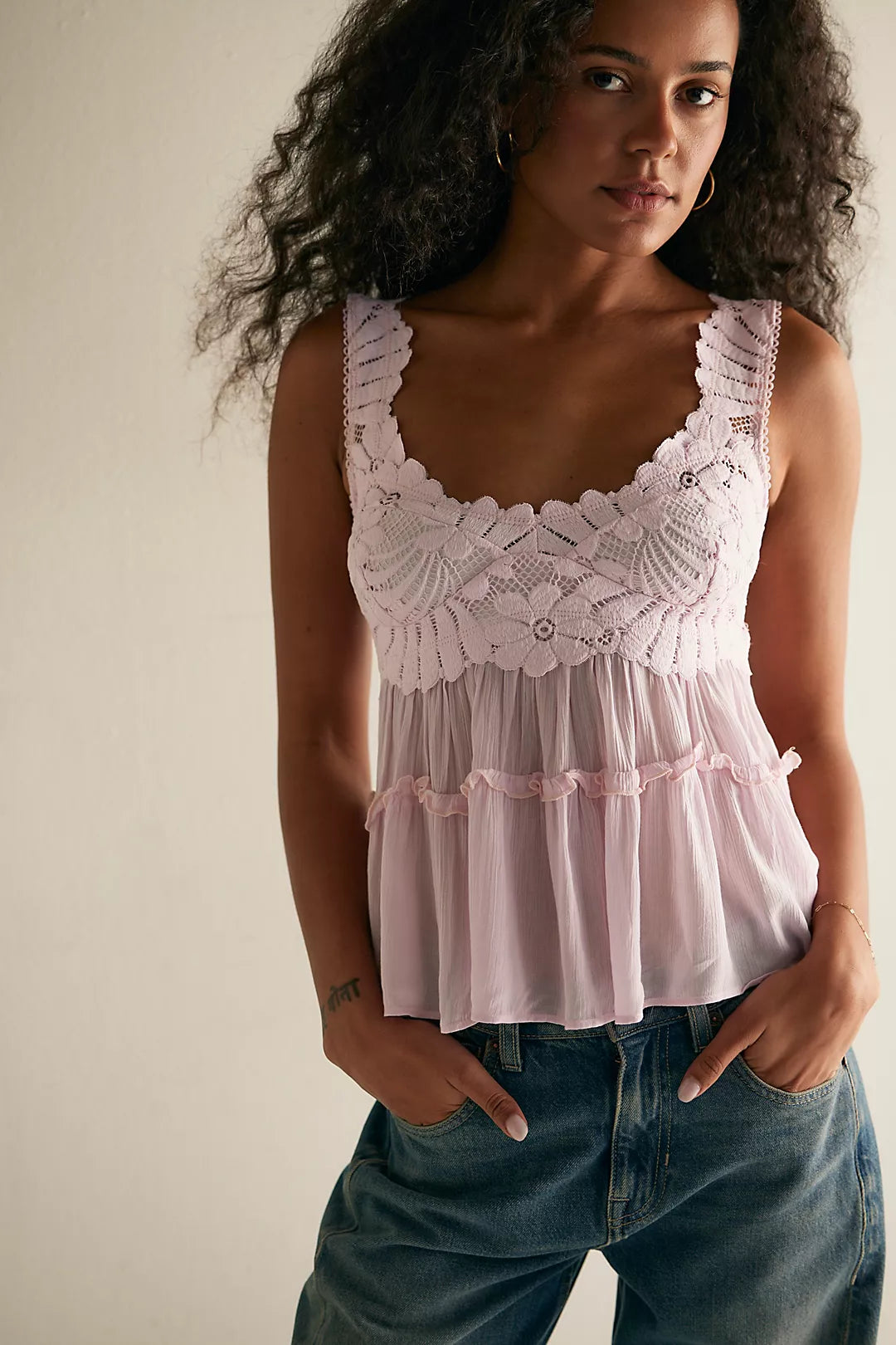 Free People Petal Party Shapeless Cami in Pink Destiny