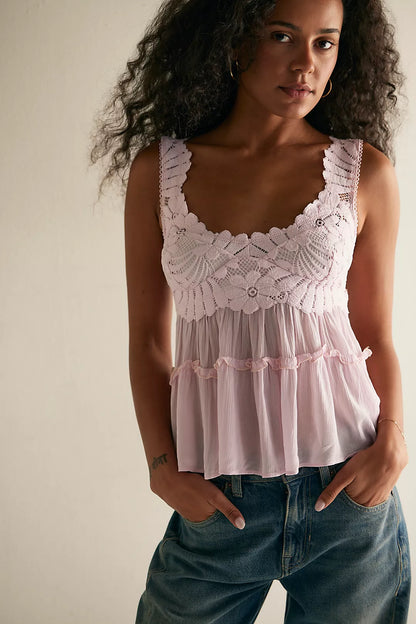 Free People Petal Party Shapeless Cami in Pink Destiny