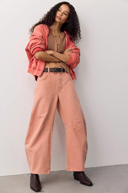 Free People Good Luck Mid Rise Barrel Jean