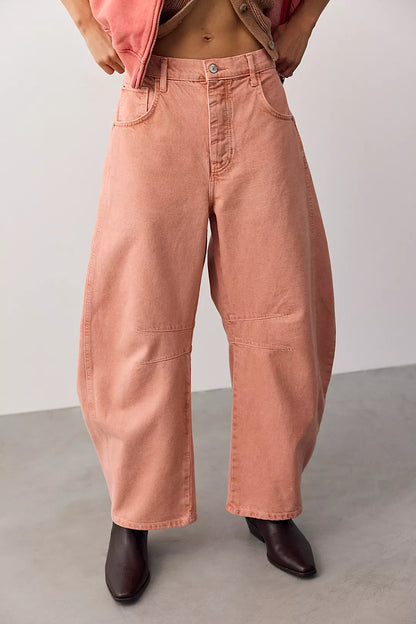 Free People Good Luck Mid Rise Barrel Jean