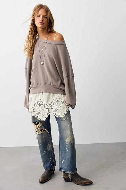 Free People Skyline Tee in Petrified Wood