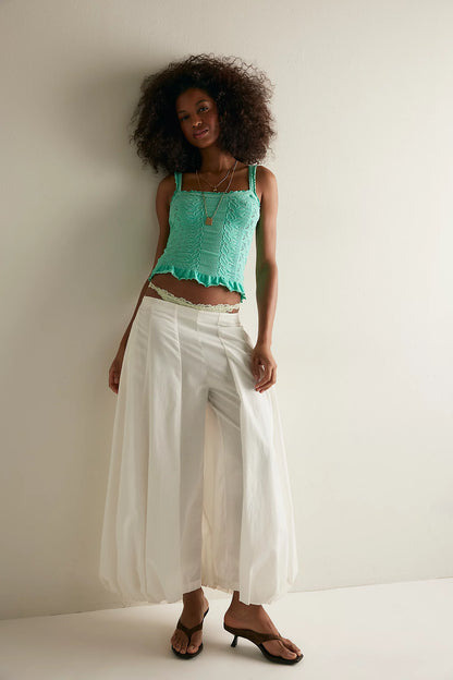 Free People So Soft Frill Square Neck Tank in Mint
