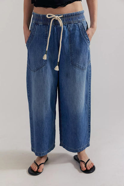 Free People Easy Peasy Pull-On Jeans in No Problem