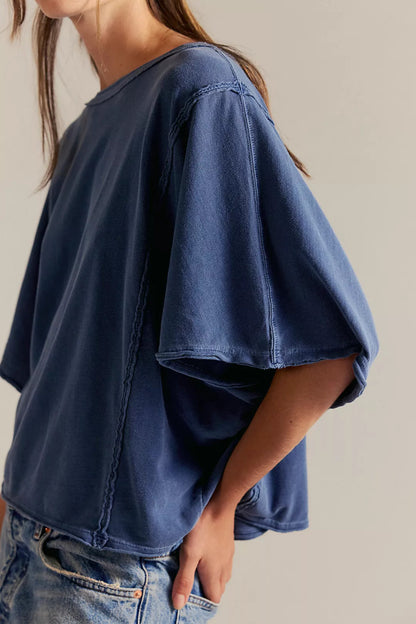 Free People Oversized Tee in Navy