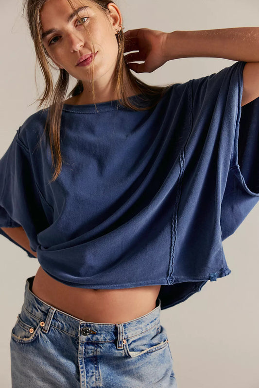 Free People Oversized Tee in Navy