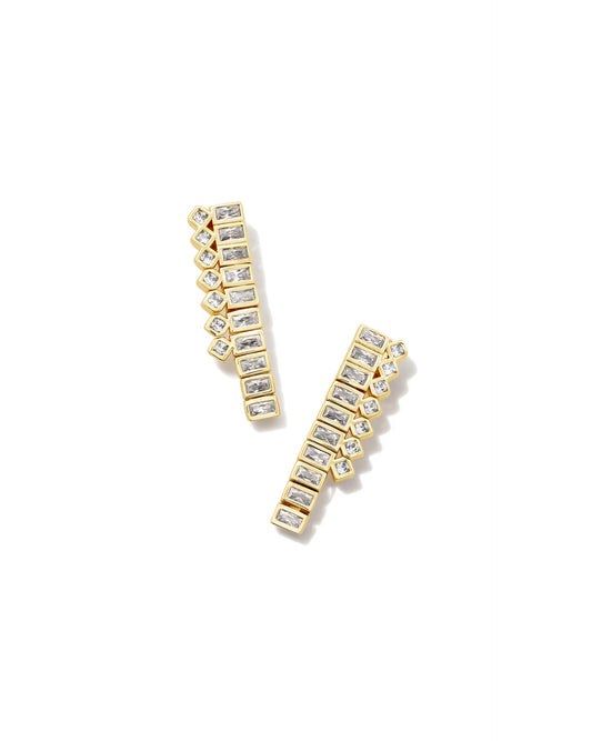 Kendra Scott Gracie Gold Tennis Linear Earrings in White CZ