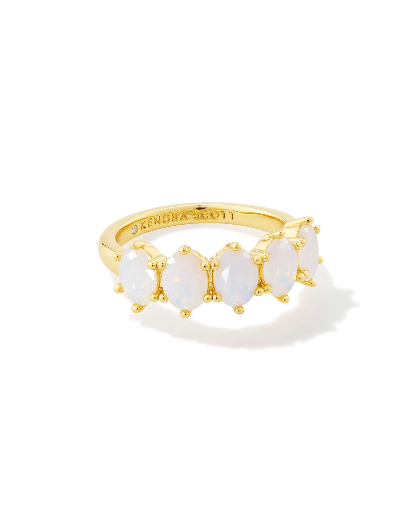 Kendra Scott Cailin Gold Crystal Band Ring in White Iridescent Crystal | Size 7