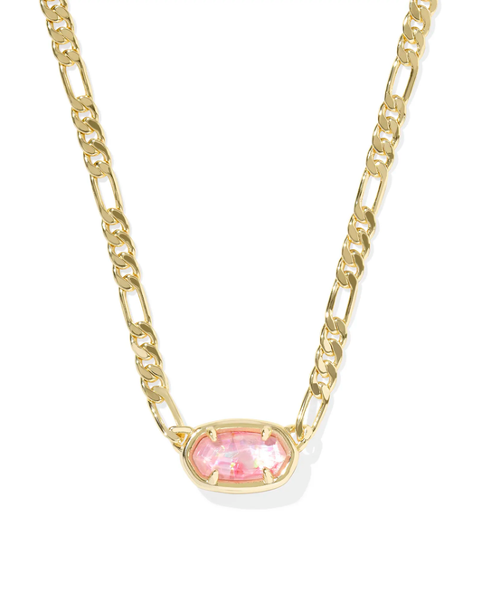 Kendra Scott Elisa Figaro Pendant Necklace in Gold Iridescent Pink