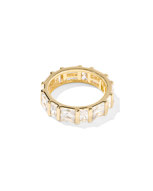 Kendra Scott Jamie Band Ring in Gold White CZ | Size 6