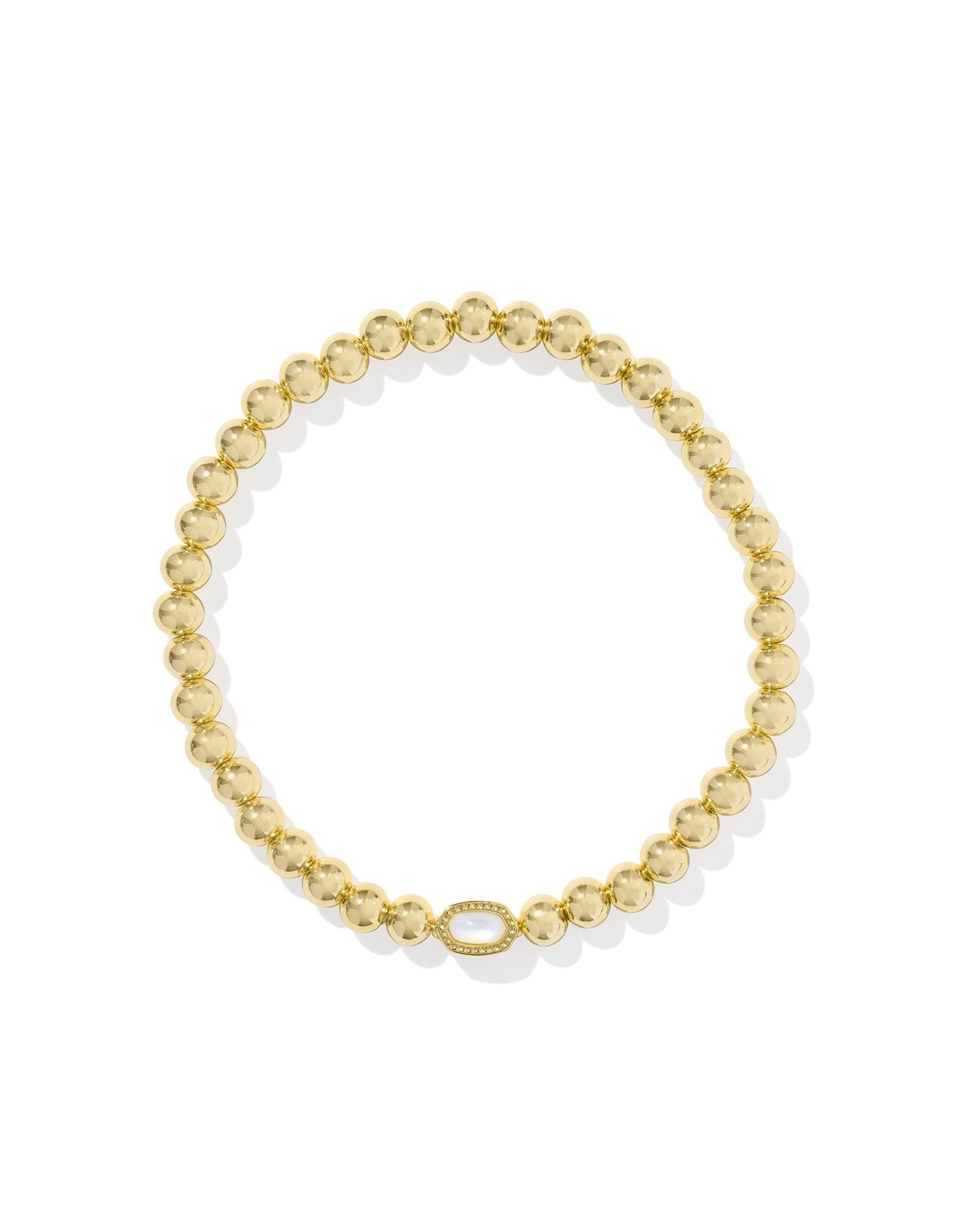 Kendra Scott Mini Elaina Stretch Bracelet in Gold Ivory Mother of Pearl