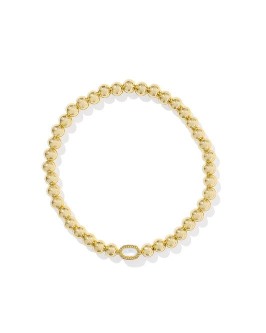 Kendra Scott Mini Elaina Stretch Bracelet in Gold Ivory Mother of Pearl