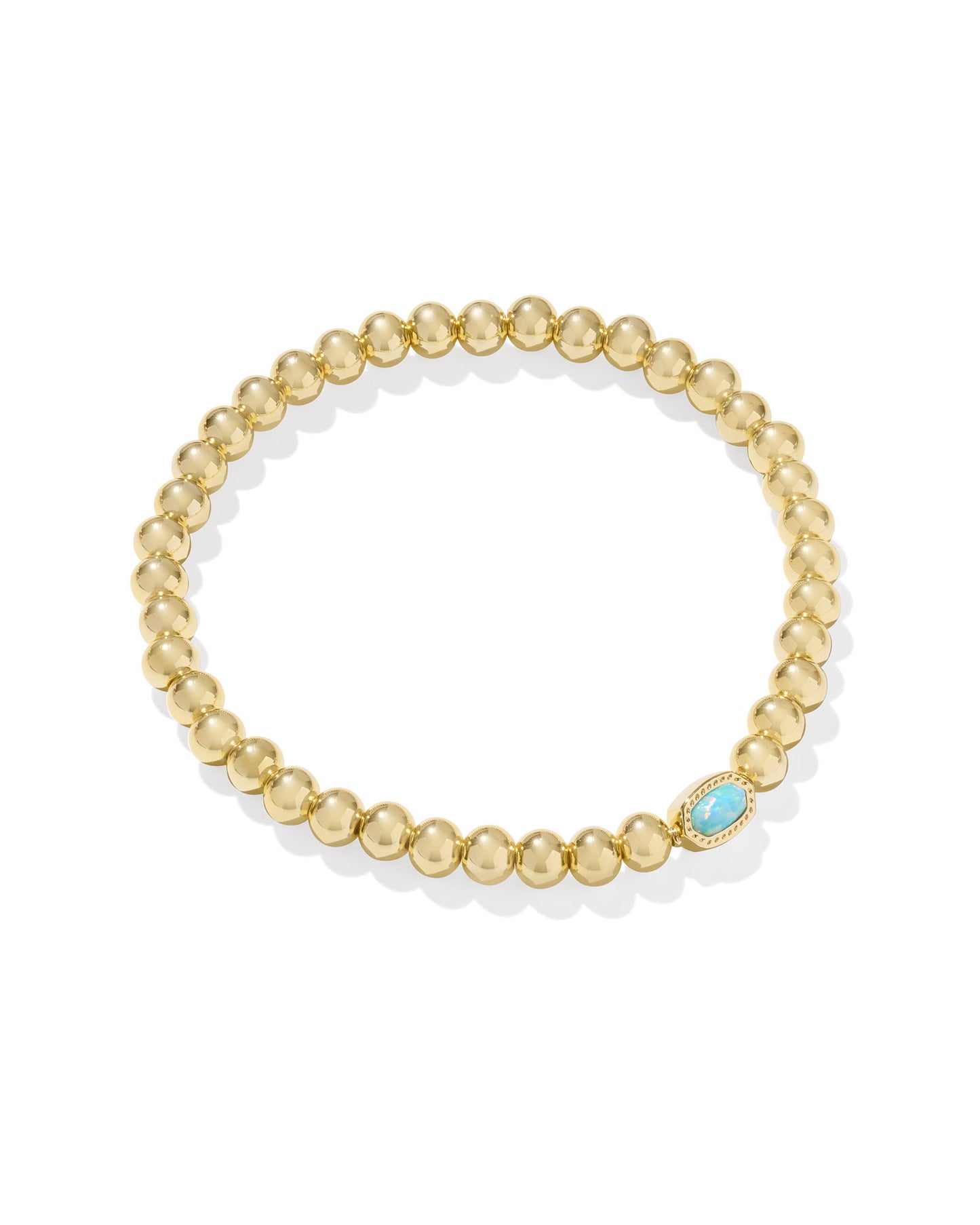 Kendra Scott Mini Elaina Stretch Bracelet in Gold Light Teal Opal