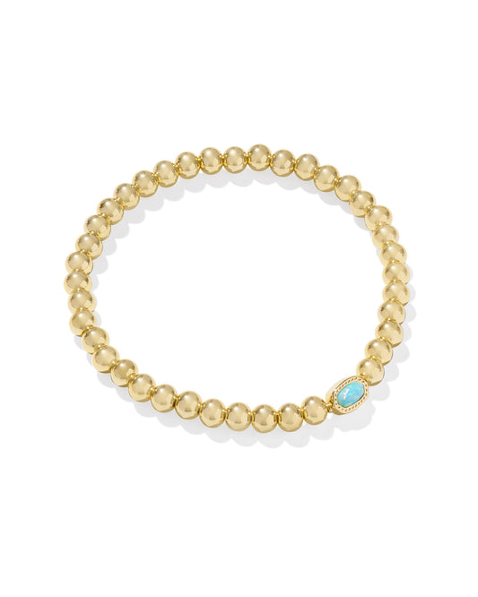 Kendra Scott Mini Elaina Stretch Bracelet in Gold Light Teal Opal