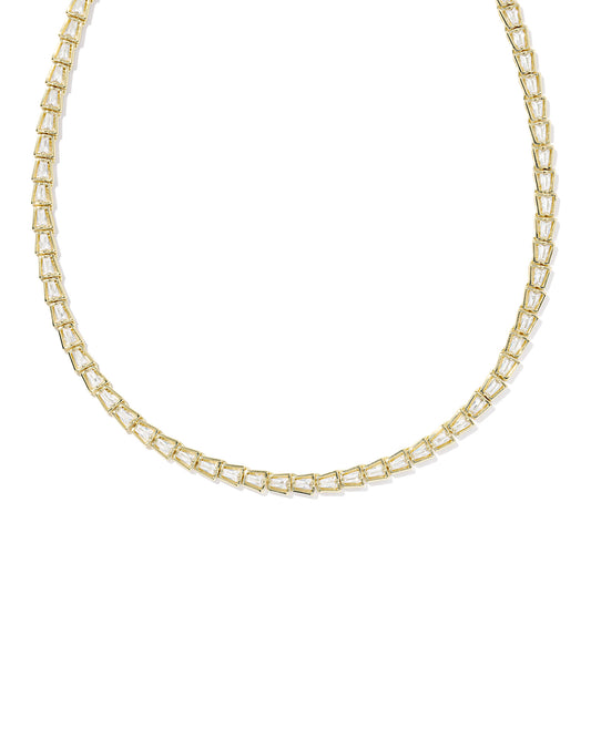Kendra Scott Bella Tennis Necklace in Gold White CZ