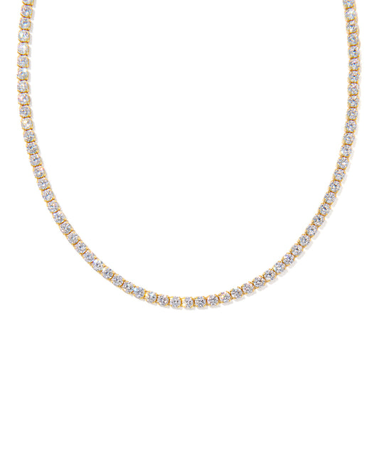 Kendra Scott Renee Tennis Necklace in Gold White CZ