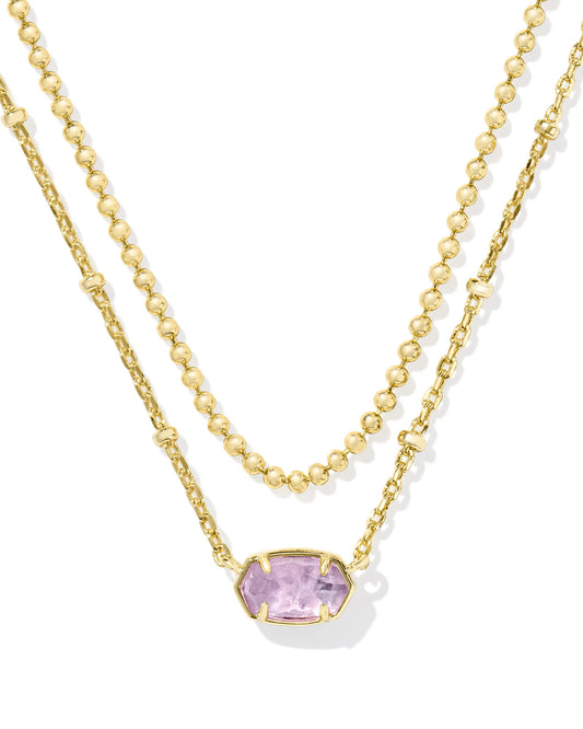Kendra Scott Emilie Multi Strand Necklace in Gold Purple Amethyst