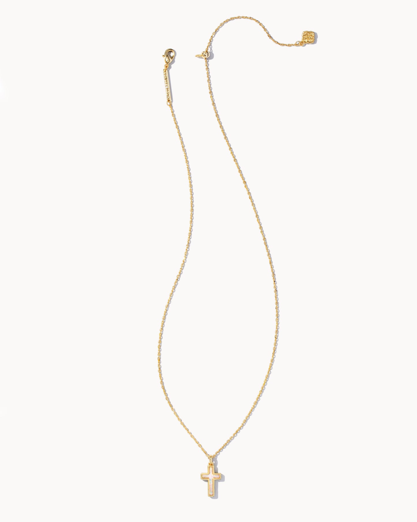 Kendra Scott Cross Pendant Necklace in Gold White Opal