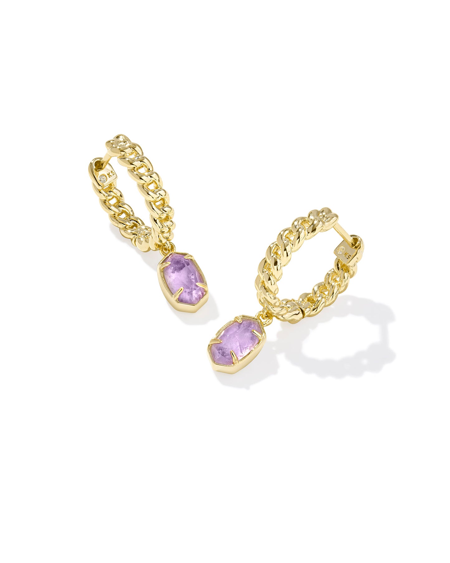 Kendra Scott Emilie Huggie Earrings in Gold Purple Amethyst