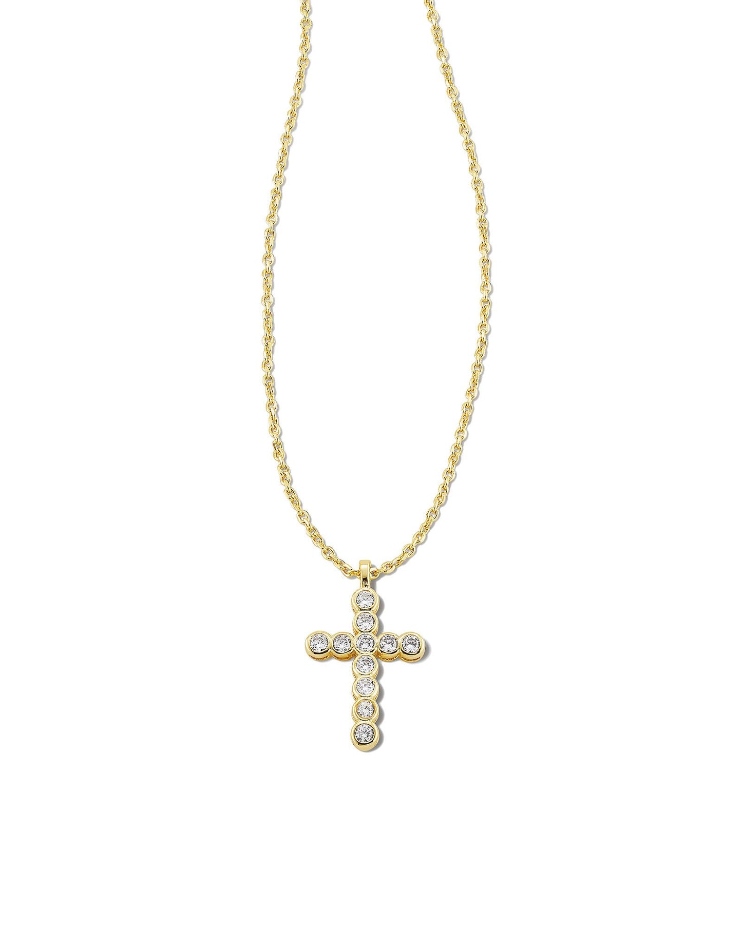 Kendra Scott Cross Crystal Pendant Necklace in Gold