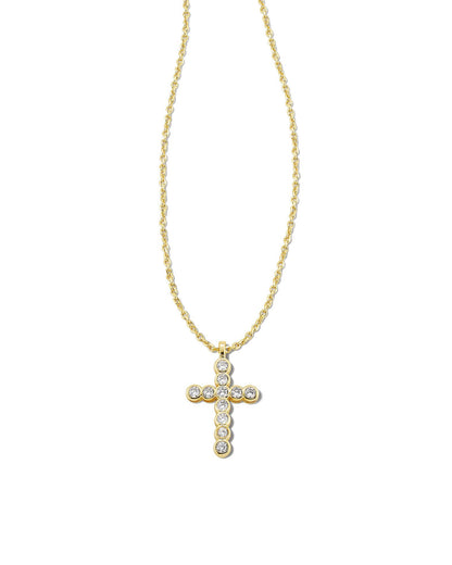 Kendra Scott Cross Crystal Pendant Necklace in Gold