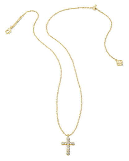 Kendra Scott Cross Crystal Pendant Necklace in Gold