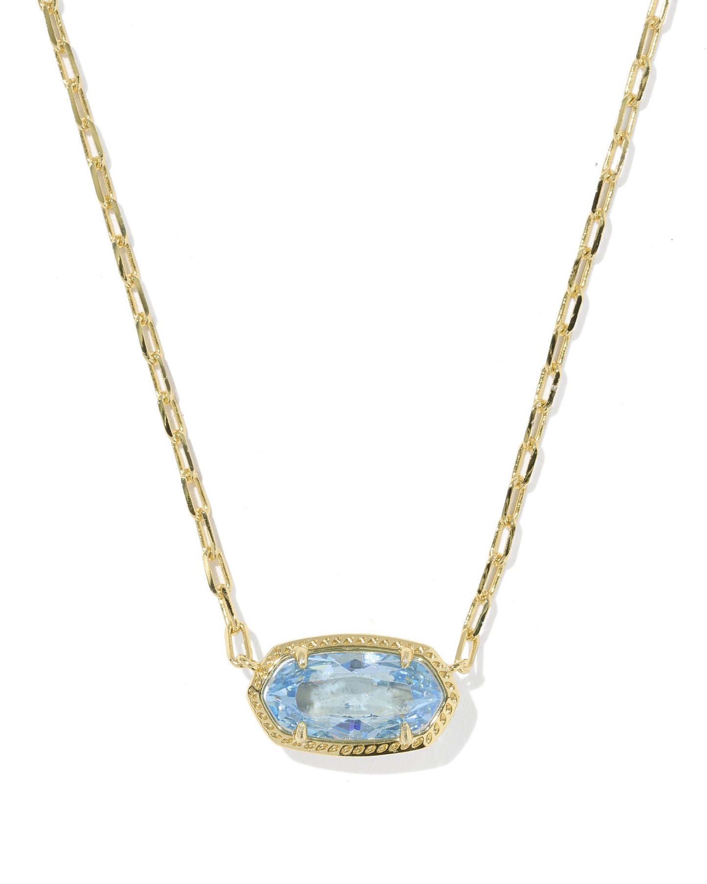 Kendra Scott Elisa Luxe Gold Pendant Necklace in Light Blue CZ