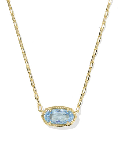 Kendra Scott Elisa Luxe Gold Pendant Necklace in Light Blue CZ