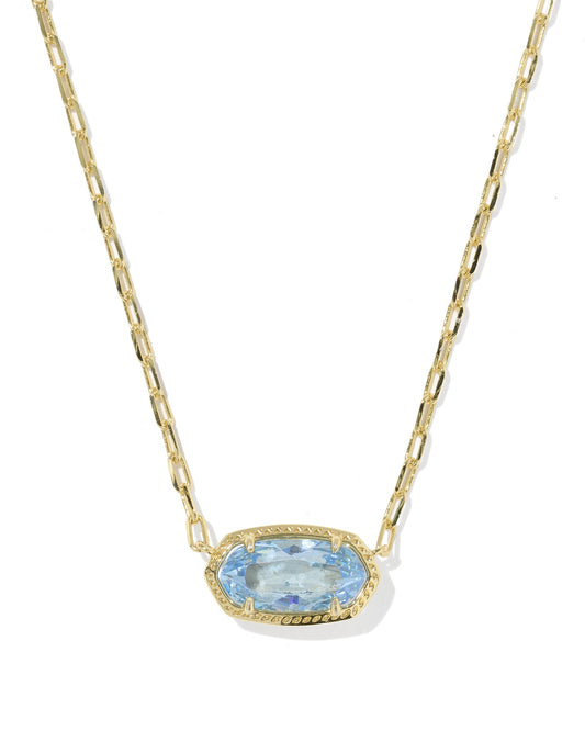 Kendra Scott Elisa Luxe Gold Pendant Necklace in Light Blue CZ