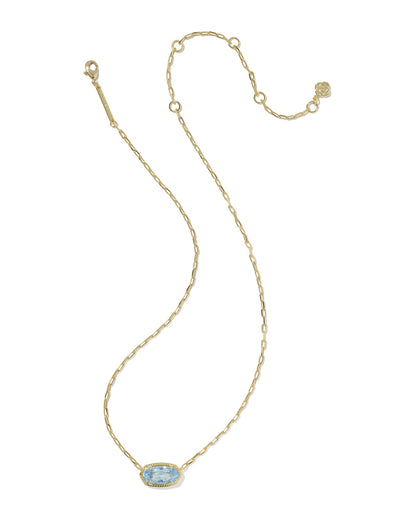 Kendra Scott Elisa Luxe Gold Pendant Necklace in Light Blue CZ