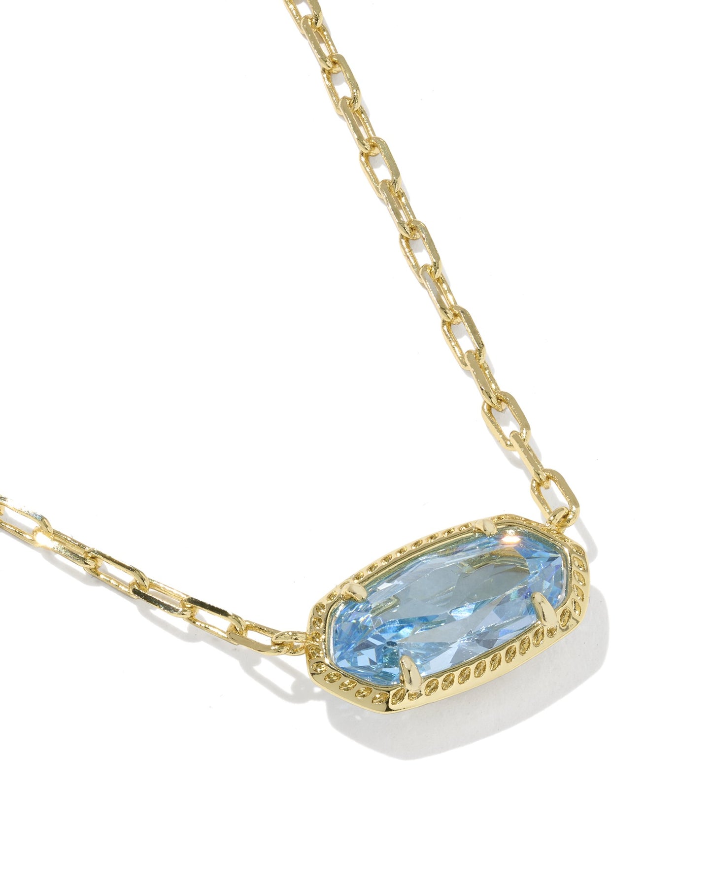 Kendra Scott Elisa Luxe Gold Pendant Necklace in Light Blue CZ